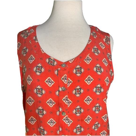 J.Jill Contrast Tank Top Women's PL Petite Large Pimento Medallion Sleeveless - Picture 2 of 5